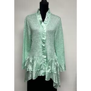 Y2K Mint Green Ruffled Textured Crinkle Funky Stretch 2X Mermaidcore Fairycore